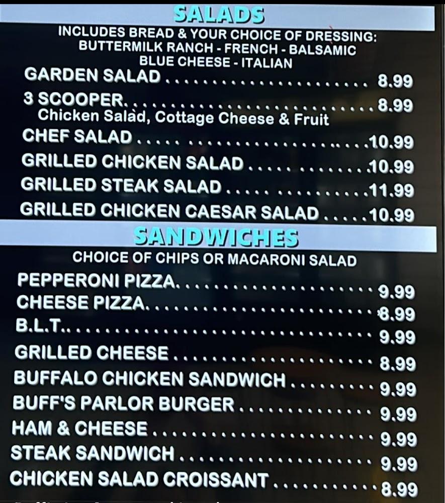 Buff's Ice Cream and Lunch Menu image 2