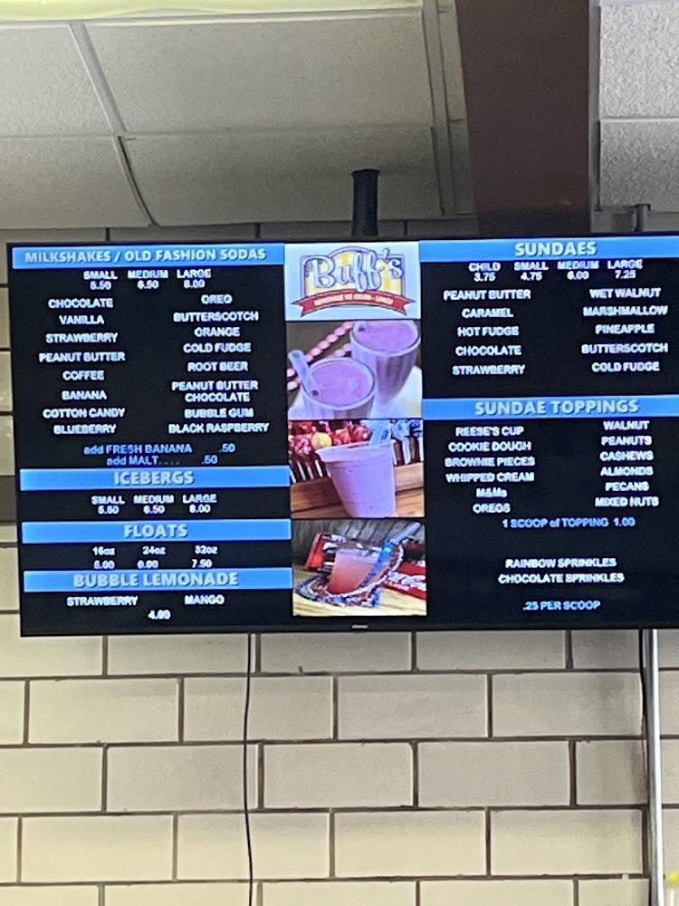 Buff's Ice Cream and Lunch Menu image 3